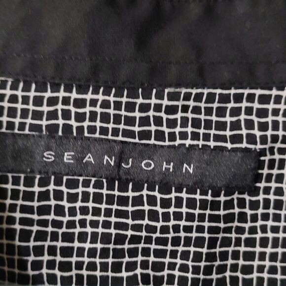 Sean John black white button down short sleeve shirt Sz 6XB extra big - Picture 4 of 6